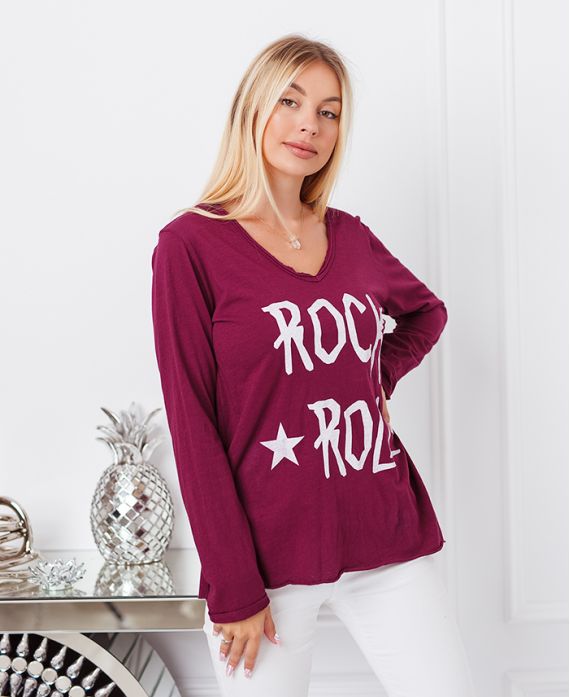 T-SHIRT, BAUMWOLLE, ROCK-N-ROLL 6661 BORDEAUX