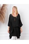 OVERSIZE TUNIEK OVERLAY + KETTING AANGEBODEN 19263 ZWART