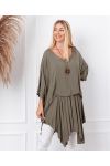 OVERSIZE TUNIC OVERLAY + NECKLACE OFFERED 19263 MILITARY GREEN