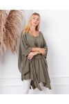 OVERSIZE TUNIC OVERLAY + NECKLACE OFFERED 19263 MILITARY GREEN