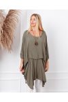 OVERSIZE TUNIC OVERLAY + NECKLACE OFFERED 19263 MILITARY GREEN