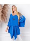 OVERLAY TUNICA OVERSIZE + COLLANA OFFERTO 19263 ROYAL BLUE