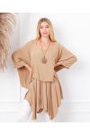 OVERSIZE TUNIC OVERLAY + NECKLACE OFFERED 19263 CAMEL