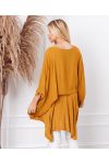 TUNIQUE OVERSIZE SUPERPOSITION + COLLIER OFFERT 19263 MOUTARDE