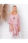 OVERSIZE TUNIC OVERLAY + NECKLACE OFFERED 19263 PINK