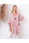 OVERLAY TUNICA OVERSIZE + COLLANA OFFERTO 19263 ROSA