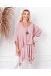 OVERSIZE TUNIC OVERLAY + NECKLACE OFFERED 19263 PINK