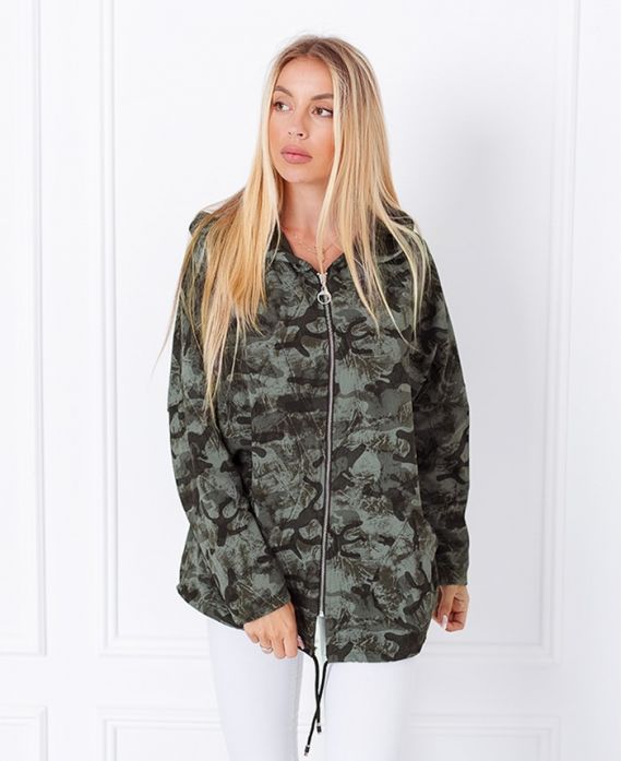 JACKE MIT REIßVERSCHLUSS UND LEOPARD 7934 MILITÄR GRÜN