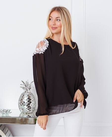 TUNIC SHOULDERS LACE 9263 BLACK