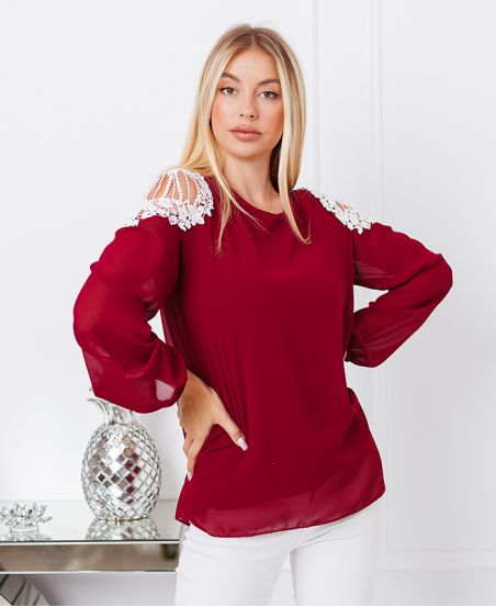 TUNIC SHOULDERS LACE 9263 BURGUNDY