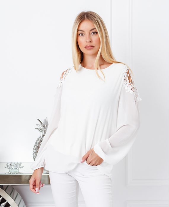 TUNICA SPALLE PIZZO 9263 BIANCO