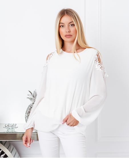 TUNIC SHOULDERS LACE 9263 WHITE