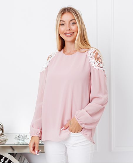 TUNIQUE EPAULES DENTELLE 9263 ROSE