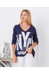 T-SHIRT, BAUMWOLLE, NYC 9874-MARINE-BLAU