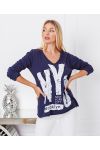 T-SHIRT, BAUMWOLLE, NYC 9874-MARINE-BLAU