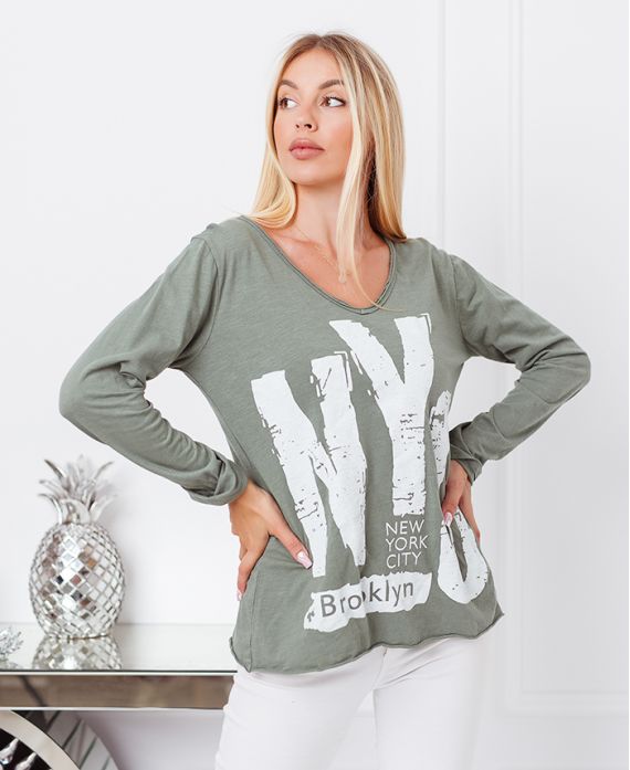 CAMISETA ALGODÓN NYC 9874 VERDE MILITAR