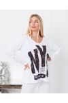 T-SHIRT COTON NYC 9874 BLANC