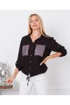 SEQUINED POCKETS SHIRT 9263 BLACK