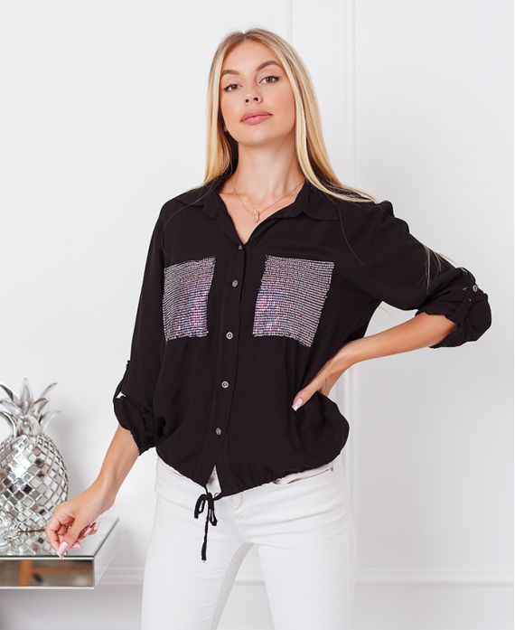 PAILLETTEN ZAKKEN SHIRT 9263 ZWART