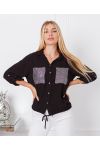 SEQUINED POCKETS SHIRT 9263 BLACK