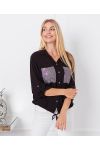 SEQUINED POCKETS SHIRT 9263 BLACK