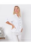 SEQUINED POCKETS SHIRT 9263 WHITE
