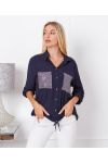 SEQUINED POCKETS SHIRT 9263 NAVY BLUE