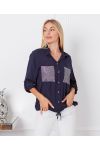 SEQUINED POCKETS SHIRT 9263 NAVY BLUE