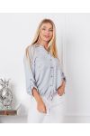 SEQUINED POCKETS SHIRT 9263 LIGHT GREY