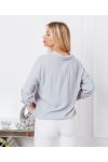 SEQUINED POCKETS SHIRT 9263 LIGHT GREY