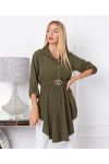 TUNIQUE LONGUE FLUIDE BOUCLE 9632 VERT MILITAIRE