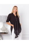 BI-MATERIAL TUNIC SWEATER BUTTON NECKLINE 19276 BLACK