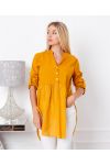 BI-MATERIAL TUNIC SWEATER BUTTON NECKLINE 19276 MUSTARD