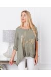 TUNIC SWEATER ALWAYS A FRILLY 21039 MILITARY GREEN