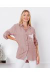 CHEMISE POCHE FLOCAGE ETOILE 9331 ROSE