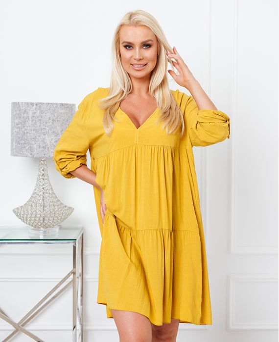 PLAIN OVERSIZE SHORT DRESS 6850 MUSTARD