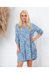 SHORT DRESS FLARED BUTTON NECKLINE 8268 BLUE JEANS