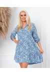 ROBE COURTE EVASEE ENCOLURE A BOUTON 8268 BLEU JEANS