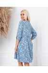 ROBE COURTE EVASEE ENCOLURE A BOUTON 8268 BLEU JEANS