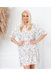 ROBE COURTE EVASEE ENCOLURE A BOUTON 8268 BLANC