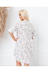 ROBE COURTE EVASEE ENCOLURE A BOUTON 8268 BLANC