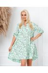 ROBE COURTE EVASEE ENCOLURE A BOUTON 8268 VERT PASTEL