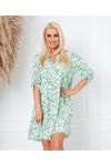 ROBE COURTE EVASEE ENCOLURE A BOUTON 8268 VERT PASTEL