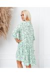 ROBE COURTE EVASEE ENCOLURE A BOUTON 8268 VERT PASTEL