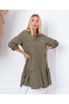 ROBE EVASEE AVEC POCHES 9351 VERT MILITAIRE