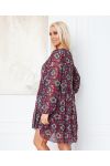 V-NECK PRINT DRESS 9464I2 BURGUNDY