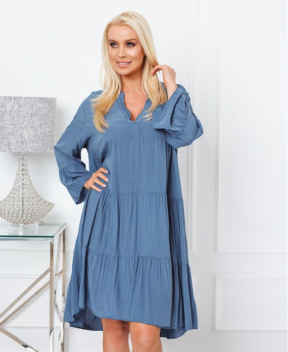 KLEID OVERSIZE FLÜSSIGKEIT 9535 BLAU EANS