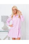 STRIPED SHIRT DRESS EVASEE 21288 PINK