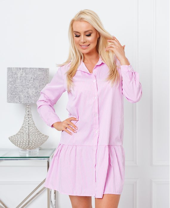 STRIPED SHIRT DRESS EVASEE 21288 PINK