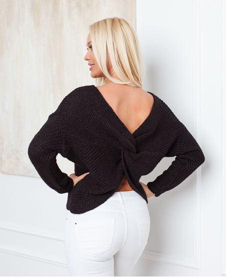 PULL MAILLE CROISE 01 NOIR